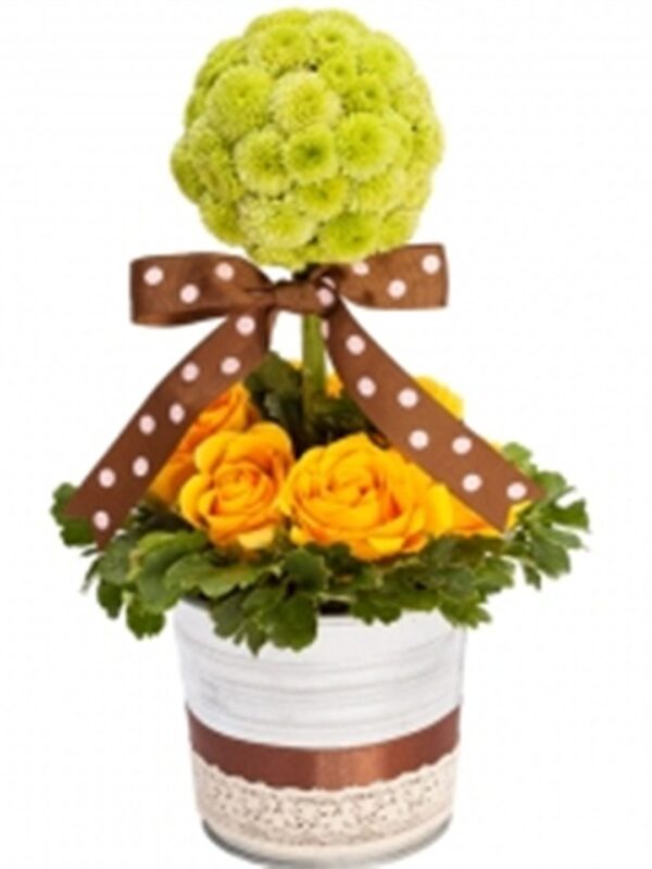 TA01 Rose Green Button White Vase – Florist Bandar Kinrara