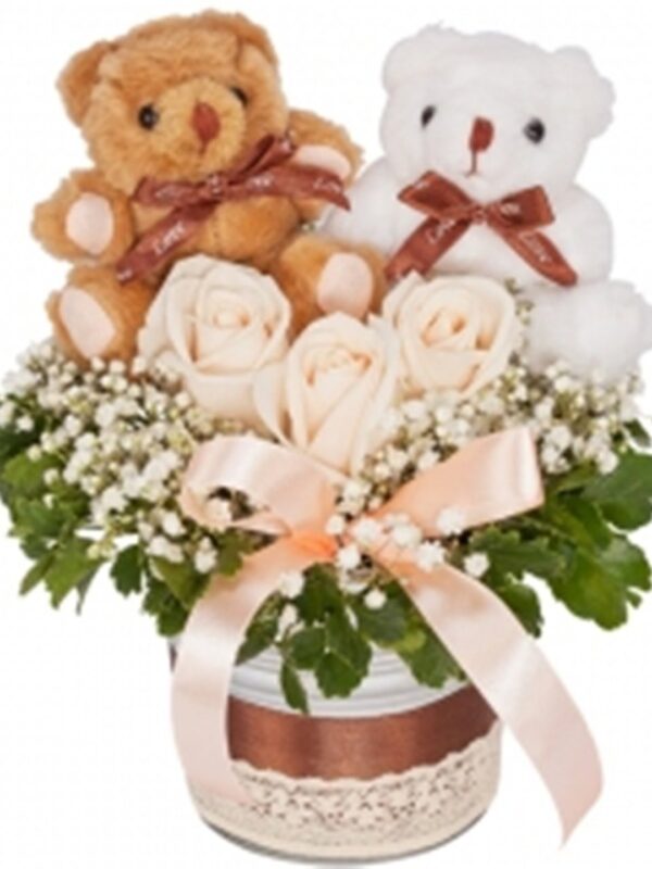 TA07 Rose Couple Teddy White Vase – Florist Serdang