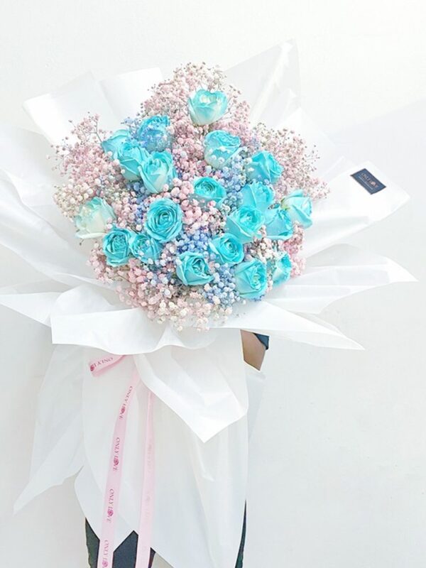 BA26 Tiffany Blue Rose Baby Breath Bouquet – Florist Shah Alam