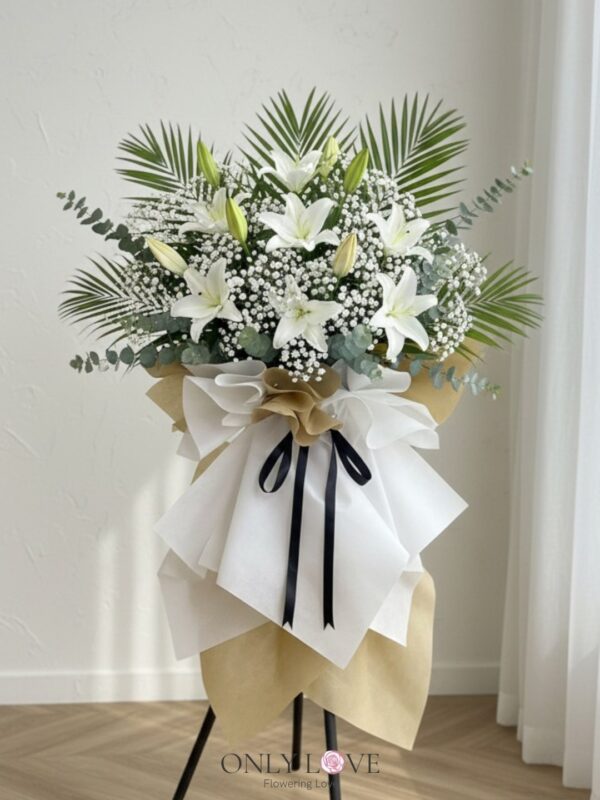 C124 Condolence Sympathy Flower Wooden Stand – Florist Pandan Indah