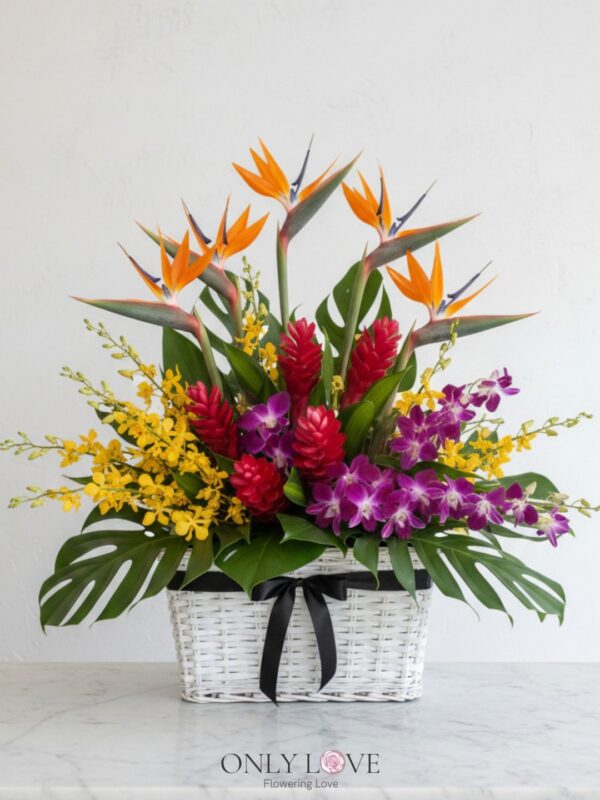 B02 Tropika Orchids Flower Basket