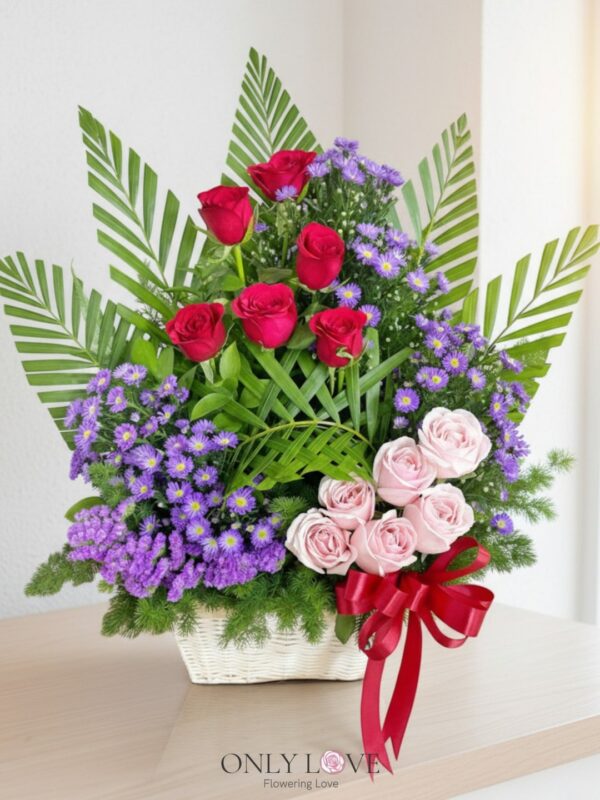 B06 Roses Flower Basket