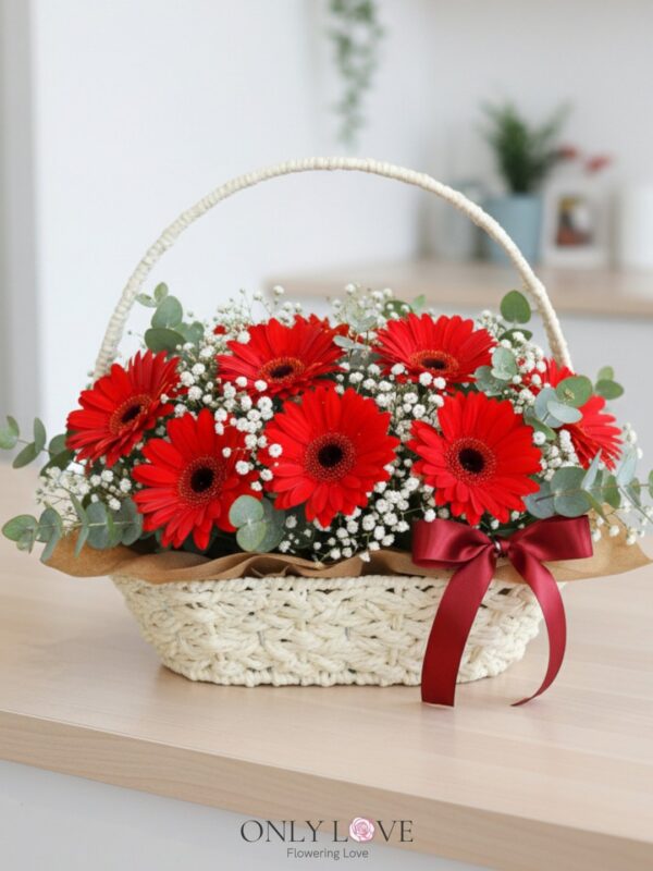B07 Gerbera Flower Basket