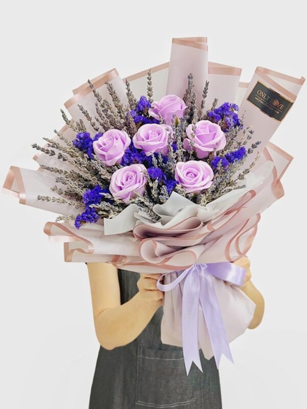 SF53 Dried Lavender Soap Roses Bouquet (Artificial) – Florist Old Klang Road