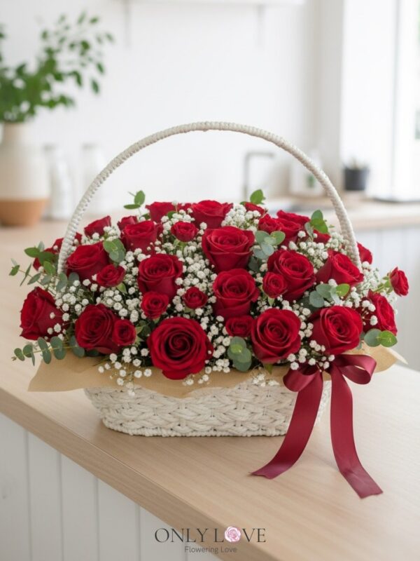 B11 Rose Flower Basket