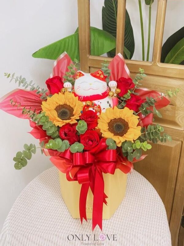BB082 Fortune Cat Flower Bloom Box – Florist Damansara Perdana