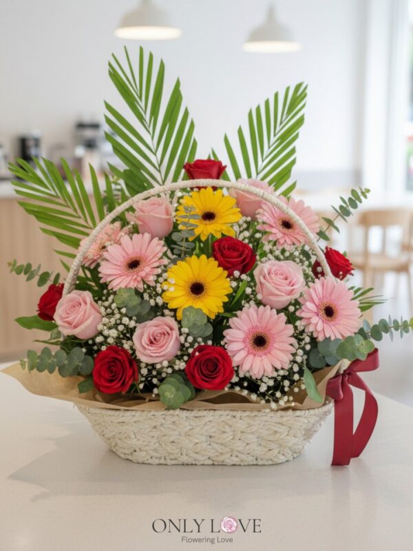 B20 Rose & Gerbera Flower Basket – Florist Serdang