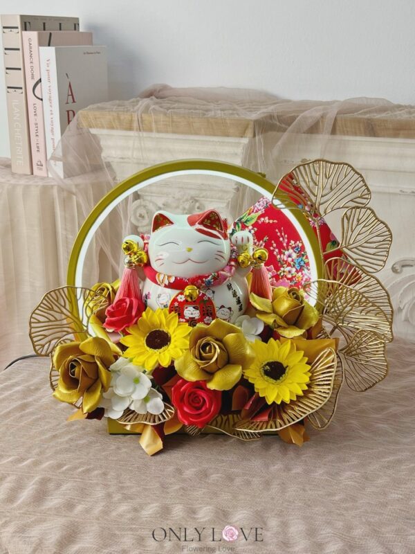 FS182 Artificial Soap Flower Fortune Lucky Cat – Florist Klang