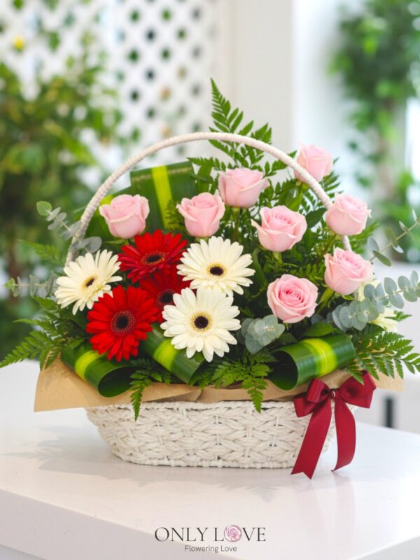 B28 Rose & Gerbera Flower Basket – Florist Bukit Bintang