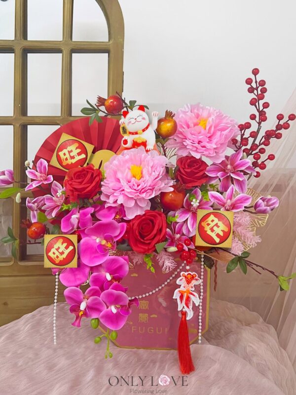 CNF028 Artificial Flowers Fortune Box – Florist Selayang