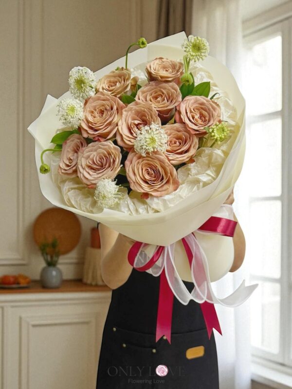 L175 Classic Bloom Rose Bouquet (Cappuccino) – Florist Bangsar