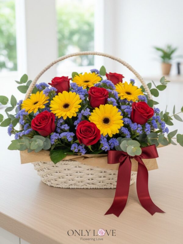 B32 Rose & Gerbera Flower Basket – Florist Sungai Buloh