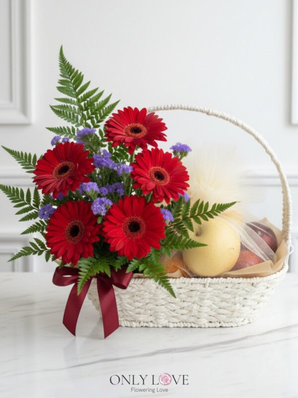 F01 Gerbera & Fruits Basket