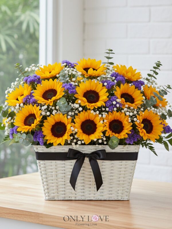 B64 Sunflower Flower Basket – Florist KL