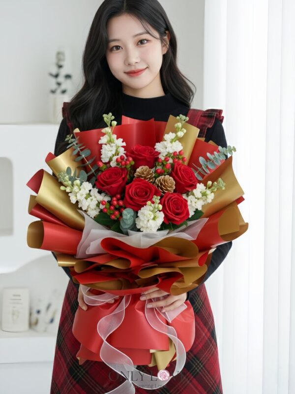 CM034 Christmas Rose Bouquet – Florist Sri Petaling