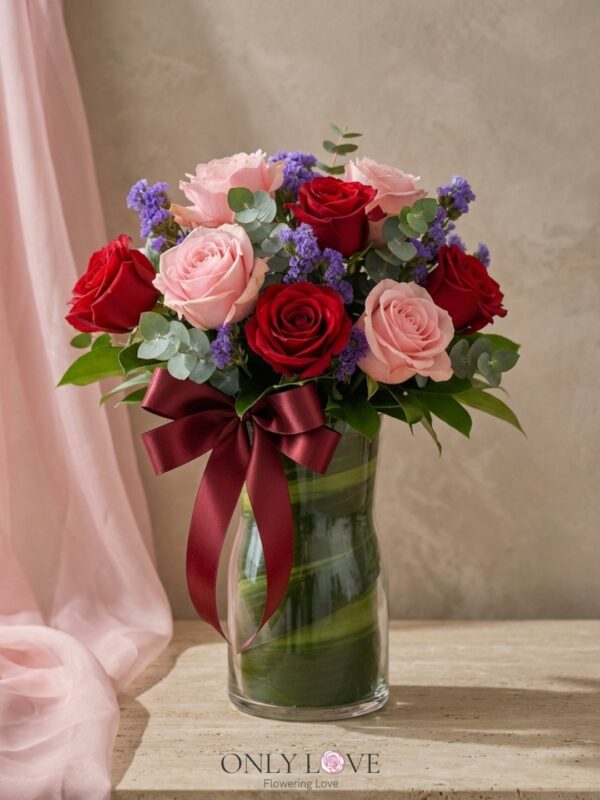 VT030 Enchanted Blush Roses in Vase – Florist Kepong