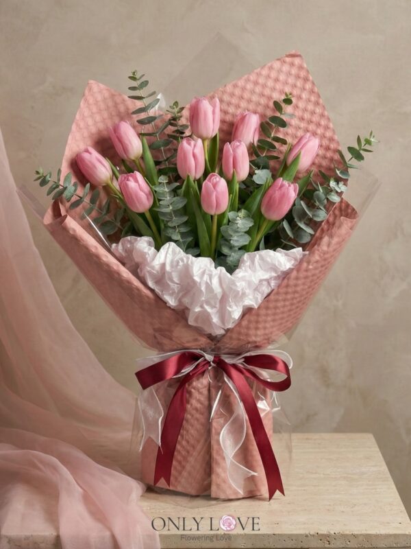 VT050 Enchanted Blush Tulip Bouquet – Florist Bukit Bintang