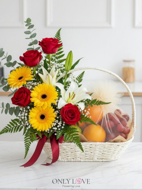F12 Fruits & Flowers Basket – Florist Taman Maluri