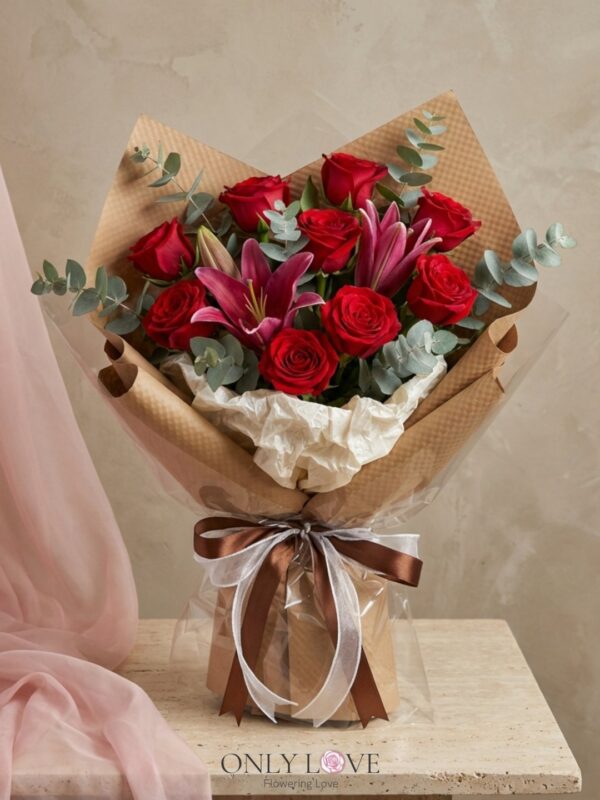 VT067 Enchanted Blush Rose Lilies Bouquet – Florist Shah Alam