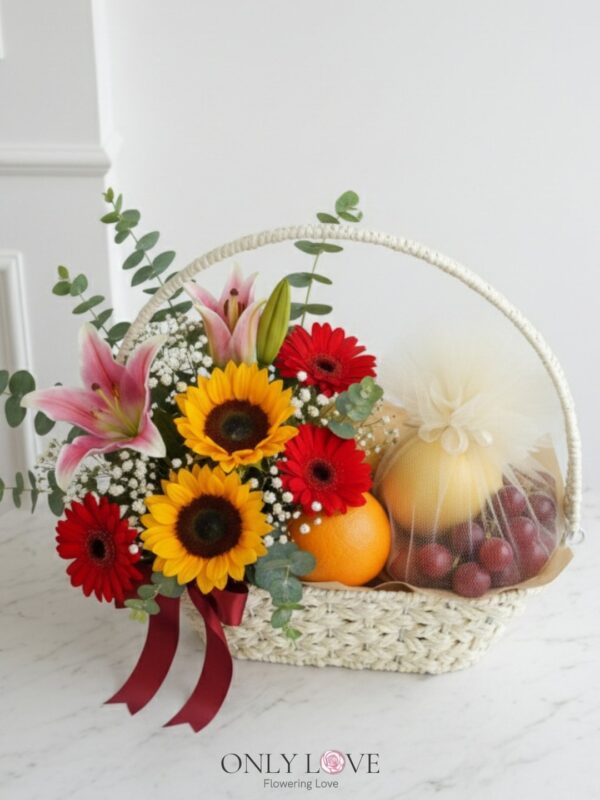 F14 Fruits & Flowers Basket – Florist Bandar Sunway