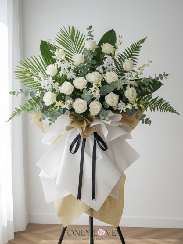 C29 Condolence Sympathy Flower Wooden Stand – Florist Bukit Jalil