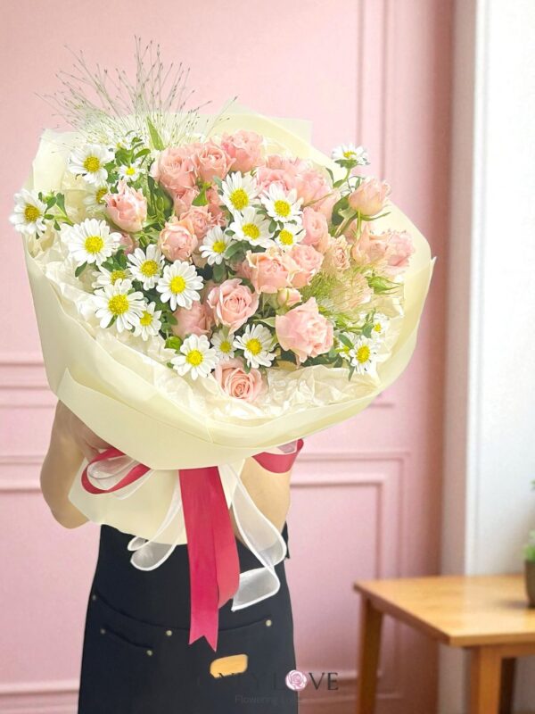 H19 Rose & Hana White Bouquet – Florist Bukit Jalil