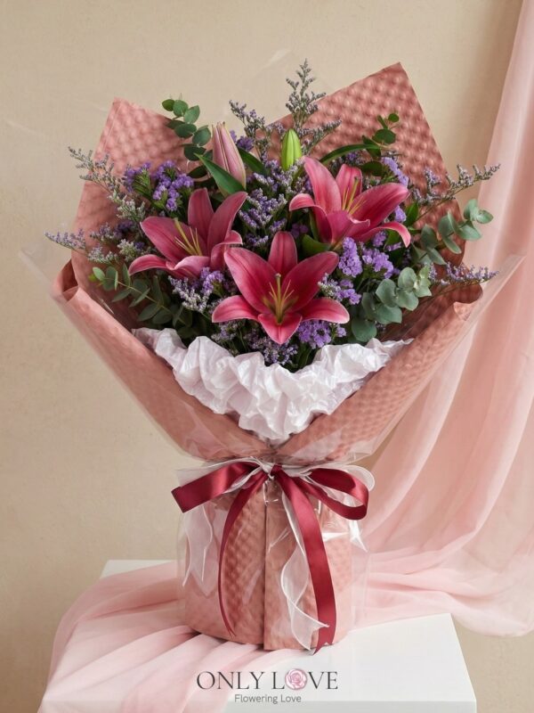A12 Enchanted Blush Lilies Bouquet (M)