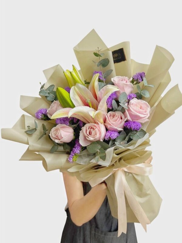 L09 Korean Style Rose Bouquet (Lilies) – Florist Puchong