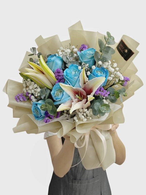 L66 Korean Style Rose Bouquet (Blue) – Florist Pandan Indah