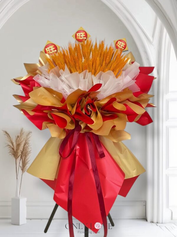 FS73 Golden Dried Wheat Flower Stand