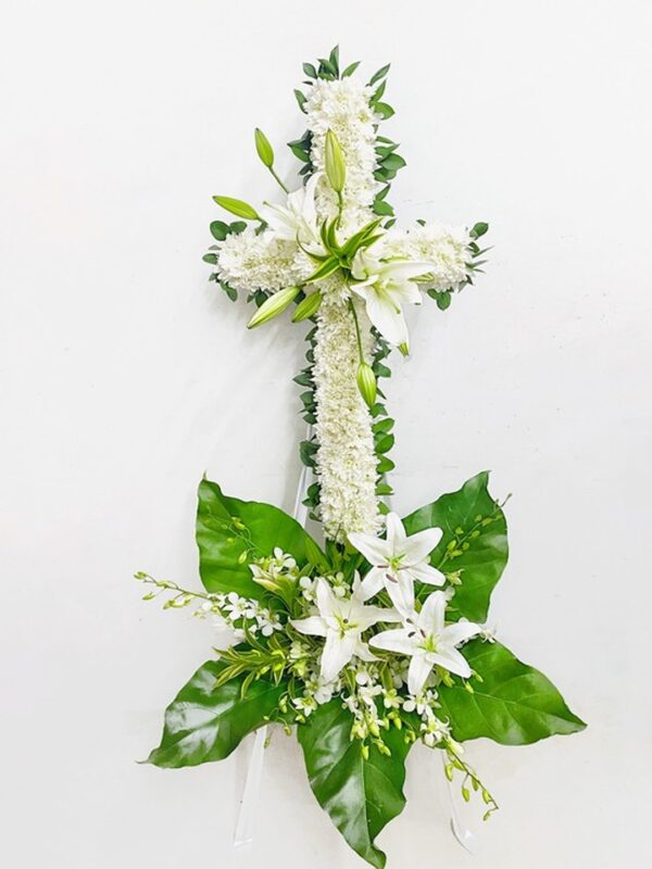 C64 Cross Condolence Flowers – Florist Seri Kembangan