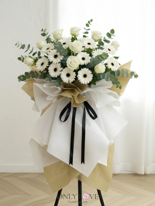 C70 Condolence Sympathy Flower Wooden Stand – Florist Taman OUG