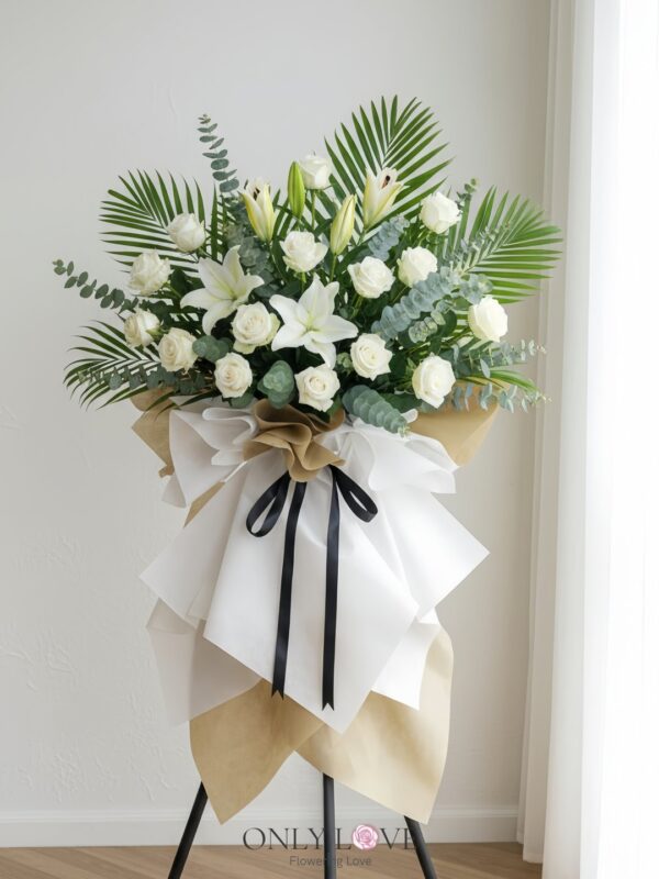 C72 Condolence Sympathy Flower Wooden Stand – Florist Jalan Tun Razak