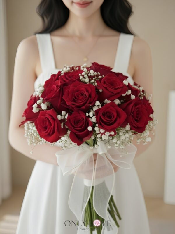 WB001 Imported Roses Wedding Bridal Bouquet – Florist Sungai Besi