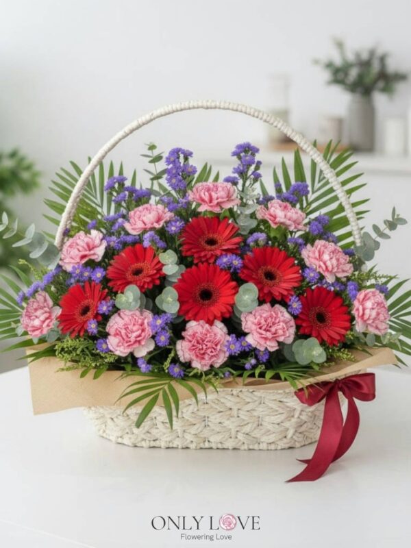 MD026 Carnation Flower Basket – Florist Taman Maluri