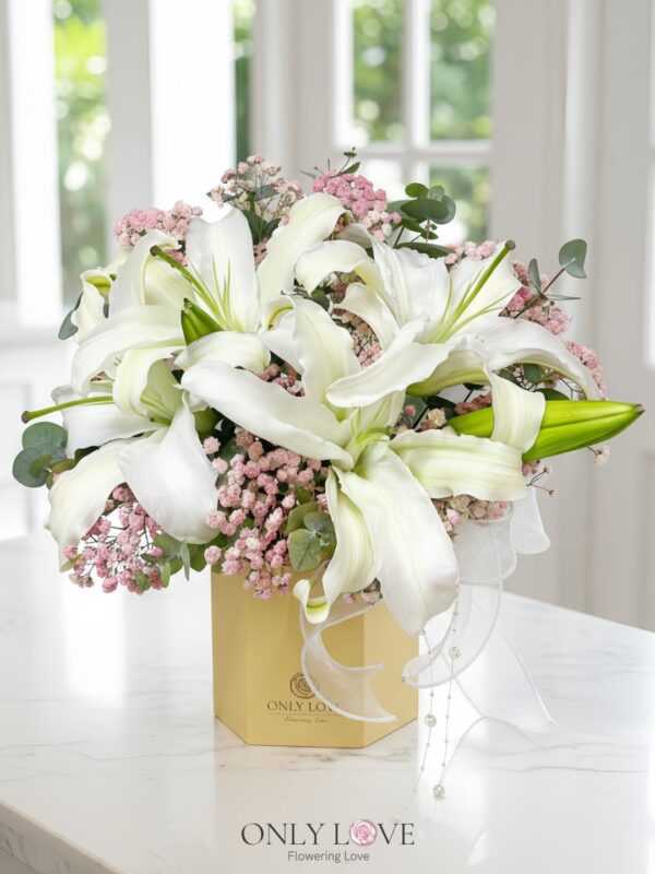 BB011 Classic Elegance Lilies Bloom Box – Florist Bukit Bintang