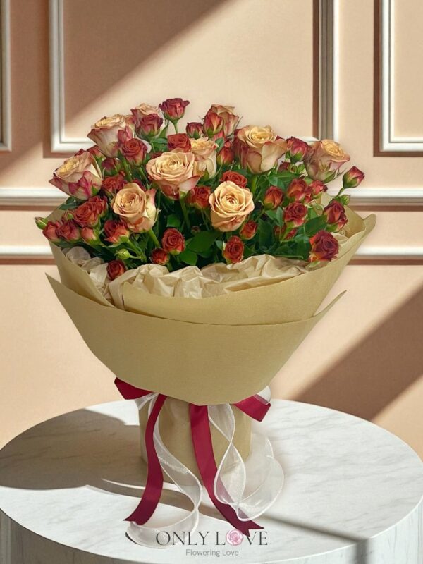 AB07 Classic Bloom Rose Bouquet (Cappuccino) – Florist Kuala Lumpur