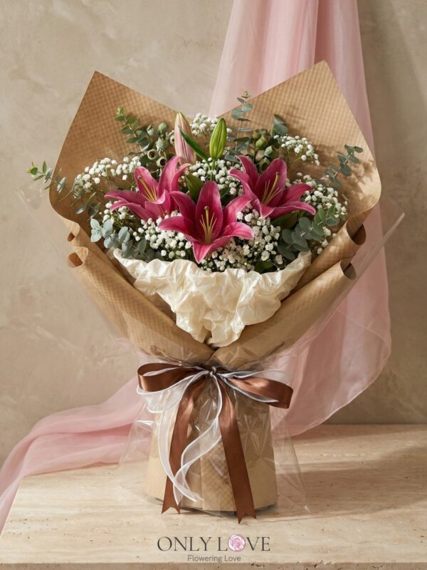 A15 Enchanted Blush Lilies Bouquet (M)